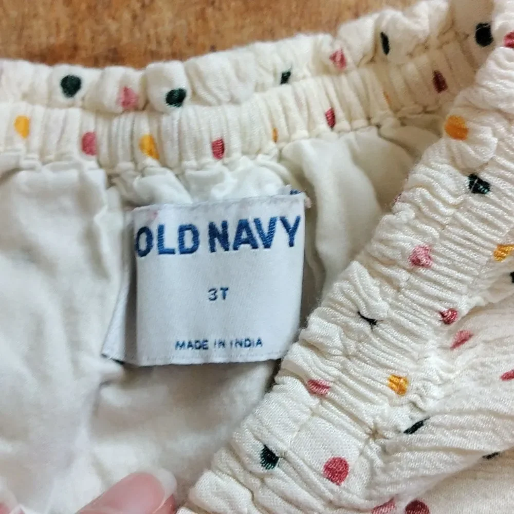 Old Navy dress 3T cotton polka dots rainbow lined spring Easter ruffles